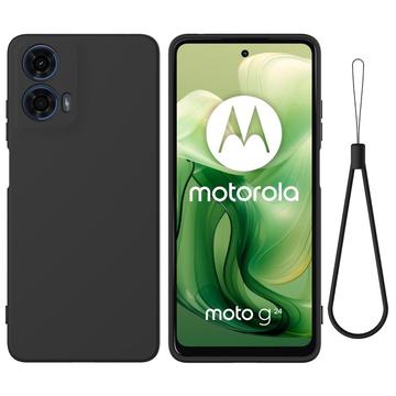 Custodia in Silicone Liquido per Motorola Moto G04/G24 - Nera