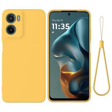 Custodia in silicone liquido con cinghia a mano per Motorola Moto G05/E15