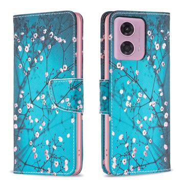 Custodia a Portafoglio Wonder Series per Motorola Moto G34 - Fiori Bianchi