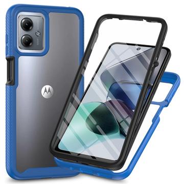 Custodia per Motorola Moto G54 serie 360 Protection - Blu / Trasparente