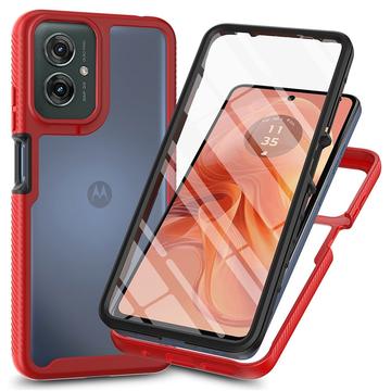 Custodia per Motorola Moto G55 serie 360 Protection - Rossa / Trasparente