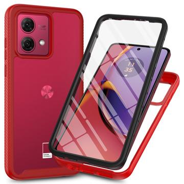 Custodia per Motorola Moto G84 serie 360 Protection - Rossa / Trasparente