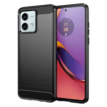 Custodia in TPU spazzolato per Motorola Moto G84 - Fibra di Carbonio - Nera