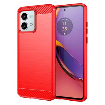 Custodia in TPU spazzolato per Motorola Moto G84 - Fibra di Carbonio - Rossa