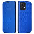 Custodia a Flip per Motorola Moto G84 - Fibra di Carbonio - Blu