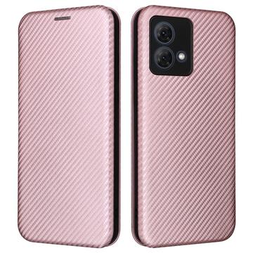 Custodia a Flip per Motorola Moto G84 - Fibra di Carbonio - Rosa Oro