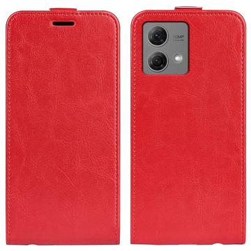 Custodia Flip Verticale con Slot per Schede per Motorola Moto G84 - Rossa