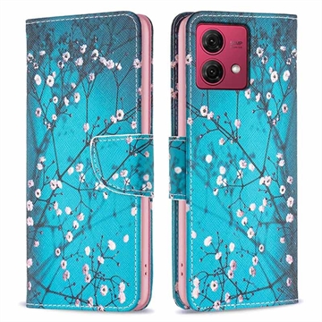 Custodia a Portafoglio Wonder Series per Motorola Moto G84 - Fiori Bianchi