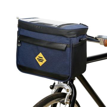 Borsa termica per bici multifunzionale isolata per ciclismo Borsa laterale per manubrio per bici antiusura resistente all\'acqua con supporto per telefono da bici - Blu scuro