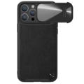 Custodia Rivestita in Pelle Nillkin CamShield S per iPhone 14 Pro - Nera