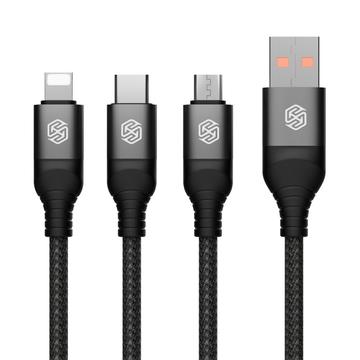 NILLKIN Swift Pro 3-in-1 Cavo in nylon intrecciato da USB a Type-C / iP / Micro Cavo di ricarica