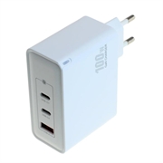 Caricatore OTB USB GaN 100W - 2x USB-C e 1x USB-A, ricarica rapida con Power Delivery - Bianco