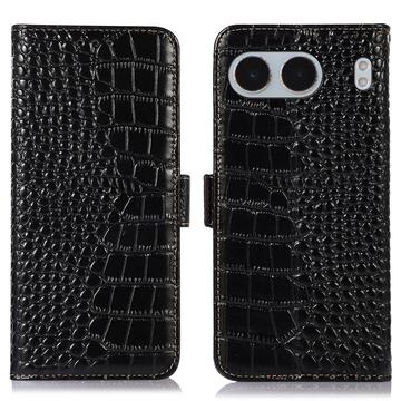 Custodia in Pelle a Portafoglio Serie Crocodile con RFID per OnePlus Nord 4