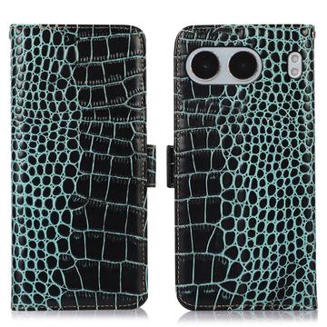 Custodia in Pelle a Portafoglio Serie Crocodile con RFID per OnePlus Nord 4