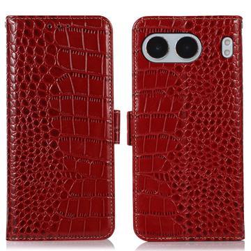 Custodia in Pelle a Portafoglio Serie Crocodile con RFID per OnePlus Nord 4