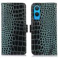 Custodia in Pelle a Portafoglio Serie Crocodile con RFID per OnePlus Nord CE4 Lite/Oppo K12x - Verde