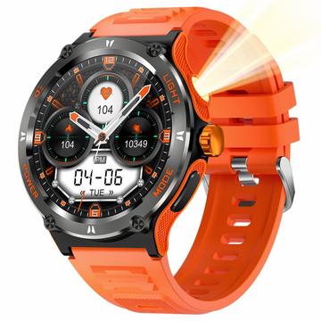 Smartwatch impermeabile da esterno KT76 con bussola, torcia - 1.53" - Arancione