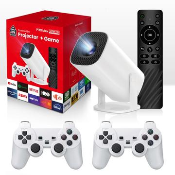 Proiettore intelligente P30 2-in-1 Android 11 con 2 controller wireless - Spina UE - Bianco