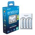 Panasonic Eneloop BQ-CC61 Caricabatterie USB con 4x batterie ricaricabili AA