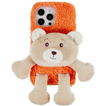 Custodia in TPU 3D Plush Doll per iPhone 14 Pro - Arancione / Orsa