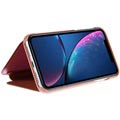 Custodia a Flip Luxury Mirror View per iPhone XR - Rosa Oro