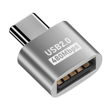 Adattatore Plug and Play da USB-C a USB 2.0 per MacBook, laptop, tablet - Argento