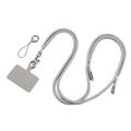 Cordino in poliestere per telefono regolabile da 5 mm per il collo Cinturino per cellulare Crossbody con patch - Grigio