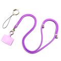 Cordino in poliestere per telefono regolabile da 5 mm per il collo Cinghia per cellulare Crossbody con patch - Viola