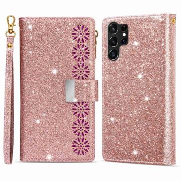 Custodia a Portafoglio Serie Starlight per Samsung Galaxy S23 Ultra 5G - Rosa Oro