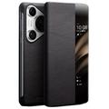 Custodia in pelle ribaltabile Qialino Smart View per Huawei Pura 70 Pro/70 Pro+ - Classica - nera