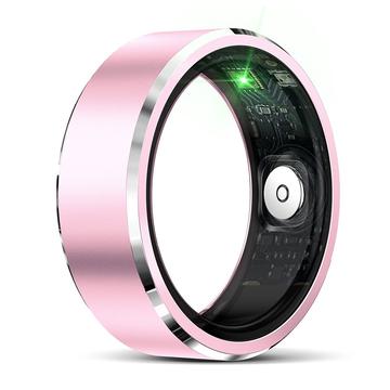 Anello intelligente in lega di alluminio R5 con custodia di ricarica - Dimensioni: 10/19.9mm - Rosa