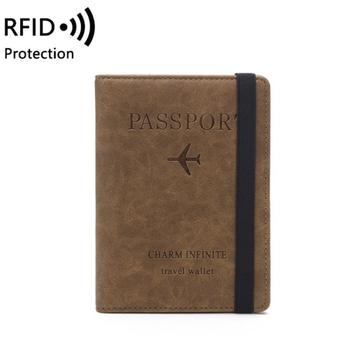 Portafoglio da viaggio/porta passaporto con blocco RFID - Color Caffé