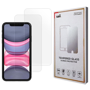 Pellicola salvaschermo in vetro temperato Saii 3D Premium per iPhone 11 - 9H - 2 pezzi.