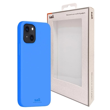 Custodia in silicone liquido Saii Premium per iPhone 13 - blu