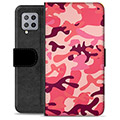 Custodia a Portafoglio Premium per Samsung Galaxy A42 5G - Rosa Camouflage