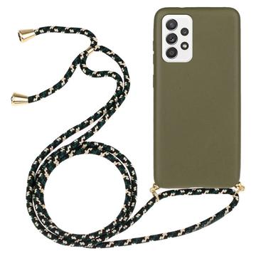 Custodia in TPU per Samsung Galaxy A53 5G con cordino - Verde Militare