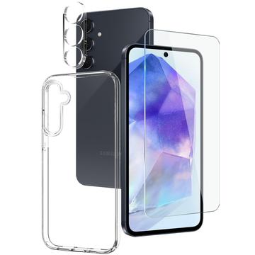 Set di protezione Northjo  3 in 1 per Samsung Galaxy A55- Trasparente