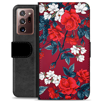 Custodia a Portafoglio Ultra Premium per Samsung Galaxy Note20 - Fiori Vintage