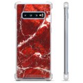 Custodia ibrida per Samsung Galaxy S10+ - Marmo rosso