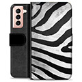 Custodia a Portafoglio Premium per Samsung Galaxy S21 5G - Zebra