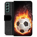 Custodia a Portafoglio Premium per Samsung Galaxy S22+ 5G - Football Flame