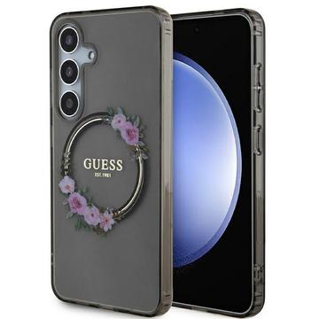 Custodia Samsung Galaxy S24 Guess IML Flowers Wreath - Compatibile con MagSafe