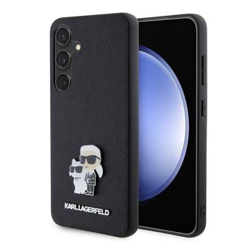 Samsung Galaxy S24 Karl Lagerfeld Custodia Saffiano in metallo Karl e Choupette - Nero