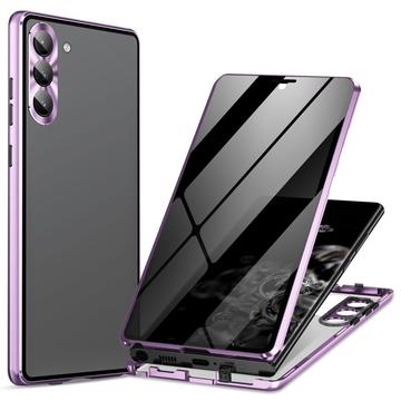 Custodia Magnetica con Vetro Temperato per Samsung Galaxy S24 - Privacy - Viola Chiaro