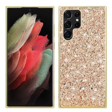 Custodia ibrida per Samsung Galaxy S24 Ultra Serie Glitter - Color Oro