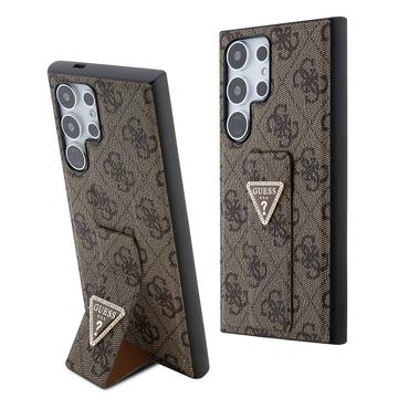 Custodia Samsung Galaxy S24 Ultra Guess 4G Grip Stand Triangle Logo - Marrone