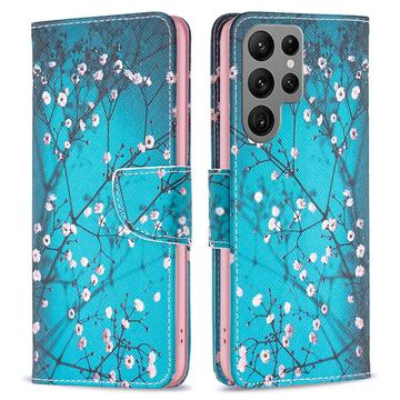 Custodia a Portafoglio Wonder Series per Samsung Galaxy S24 Ultra - Fiori Bianchi