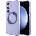 Custodia Samsung Galaxy S24+ Guess IML Flowers Wreath - Compatibile con MagSafe - Viola