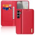 Custodia in Pelle a Portafoglio Dux Ducis Hivo per Samsung Galaxy S25 - Rossa