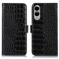 Custodia in Pelle a Portafoglio Serie Crocodile con RFID per Samsung Galaxy S25 Edge